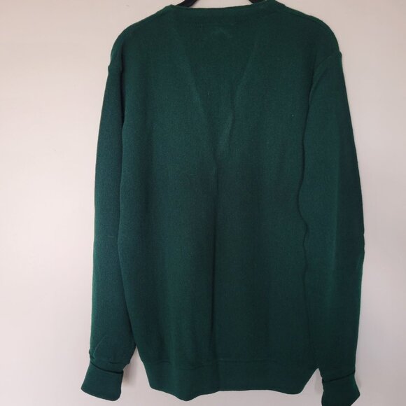 Vintage Jantzen Sweater Men's Medium Green Cardigan Grandpa Button Up USA *FLAW* - Picture 4 of 8